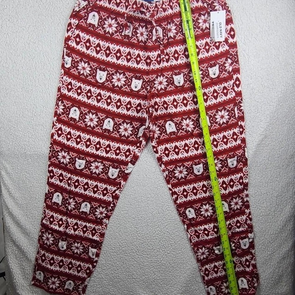 NWT Old Navy Red Fair Isle Polar Bear Christmas Flannel Pajama Pants Size Large